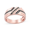 Thumbnail Image 1 of Men's Black & Champagne Diamond Wedding Band 1/3 ct tw 10K Rose Gold