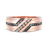 Thumbnail Image 4 of Men's Black & Champagne Diamond Wedding Band 1/3 ct tw 10K Rose Gold