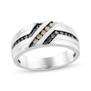 Thumbnail Image 1 of Men's Black & Champagne Diamond Wedding Band 1/3 ct tw 10K White Gold