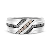 Thumbnail Image 4 of Men's Black & Champagne Diamond Wedding Band 1/3 ct tw 10K White Gold