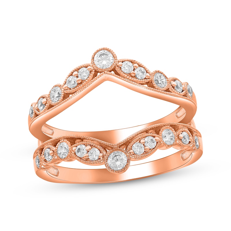 Main Image 1 of Diamond Milgrain Enhancer Ring 1/2 ct tw 14K Rose Gold