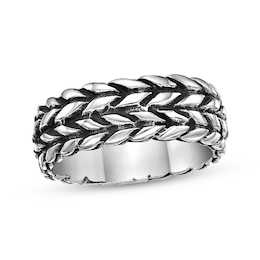 Men's Antique Finish Two-Row Chain Ring Stainless Steel