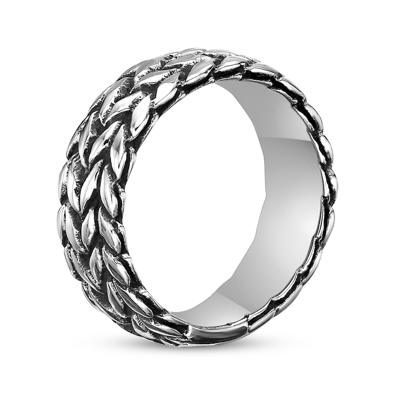 Men's Antique Finish Two-Row Chain Ring Stainless Steel