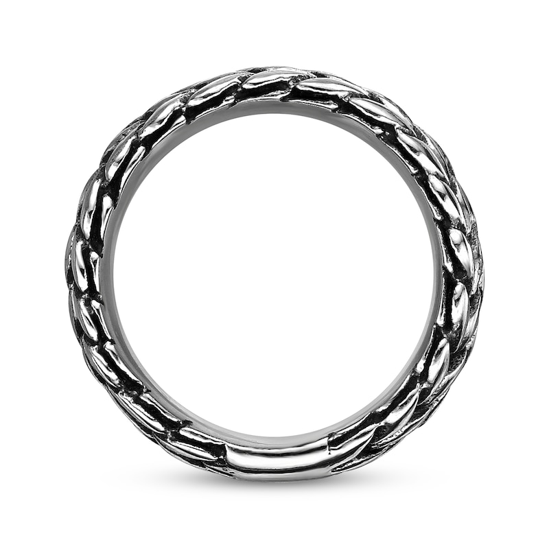 Men's Antique Finish Two-Row Chain Ring Stainless Steel