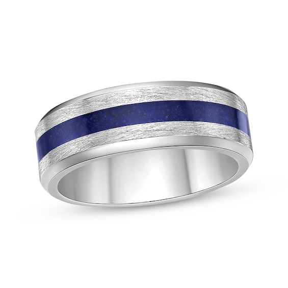 Men's Crushed Blue Lapis Lazuli Inlay Ring Stainless Steel