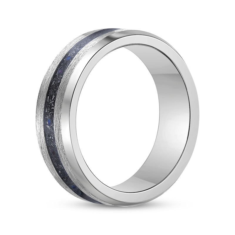 Main Image 2 of Men's Crushed Titanium Inlay Ring Stainless Steel