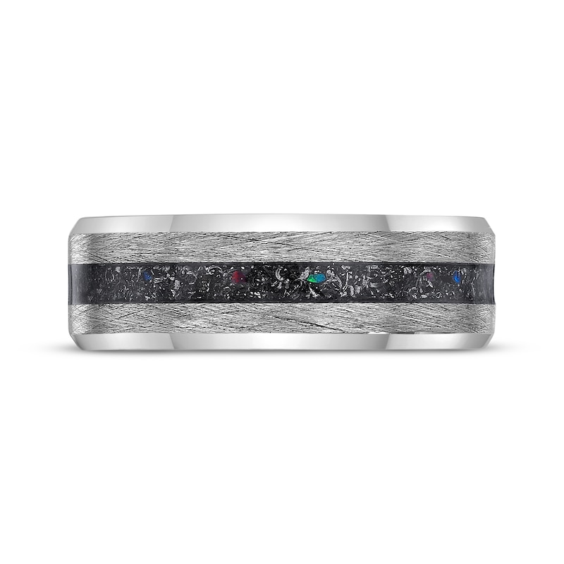 Main Image 4 of Men's Crushed Titanium Inlay Ring Stainless Steel