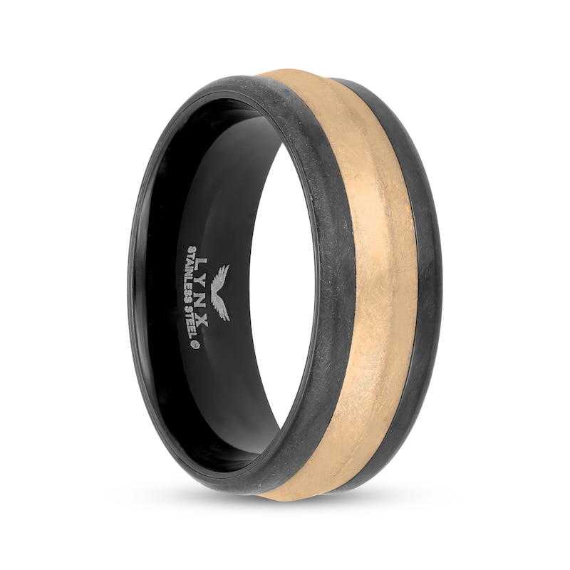 Main Image 2 of Men's Wedding Band Black and Rose-Tone Ion-Plated Stainless Steel