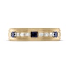 Thumbnail Image 2 of Men's Square-Cut Natural Blue Sapphire & Baguette-Cut Diamond Wedding Band 1/8 ct tw 10K Yellow Gold