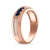 Thumbnail Image 2 of Now + Forever Men's Square-Cut Natural Blue Sapphire & Round-Cut Diamond Wedding Band 1/5 ct tw 10K Rose Gold