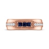 Thumbnail Image 3 of Men's Square-Cut Natural Blue Sapphire & Round-Cut Diamond Wedding Band 1/5 ct tw 10K Rose Gold