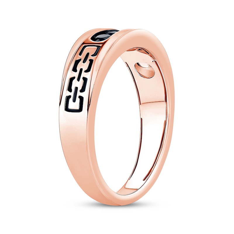 Main Image 2 of Men's Black Diamond Five-Stone Wedding Band 1/2 ct tw 10K Rose Gold