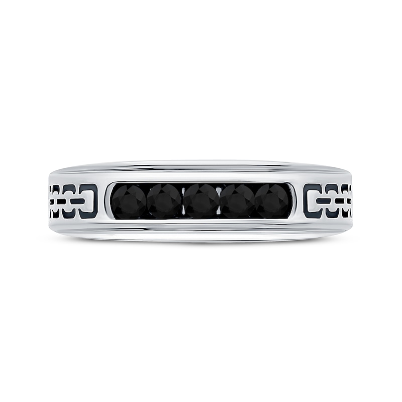 Main Image 3 of Men's Black Diamond Five-Stone Wedding Band 1/2 ct tw 10K White Gold