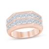 Thumbnail Image 0 of Men's Diamond Angled Two-Row Wedding Band 2 ct tw 10K Rose Gold