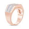 Thumbnail Image 1 of Men's Diamond Angled Two-Row Wedding Band 2 ct tw 10K Rose Gold