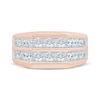 Thumbnail Image 2 of Men's Diamond Angled Two-Row Wedding Band 2 ct tw 10K Rose Gold