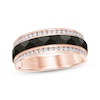 Thumbnail Image 1 of Men's Diamond Black Stripe Wedding Band 1/2 ct tw 10K Rose Gold