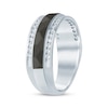 Thumbnail Image 2 of Men's Diamond Black Stripe Wedding Band 1/2 ct tw 10K White Gold