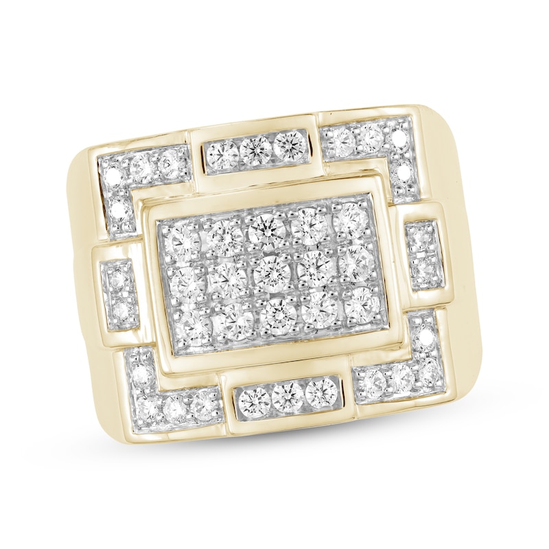 Main Image 1 of Men's Multi-Diamond Rectangle Ring 1-1/4 ct tw 10K Yellow Gold