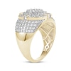 Thumbnail Image 1 of Men's Baguette & Round-Cut Multi-Diamond Oval Ring 2 ct tw 10K Yellow Gold