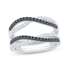 Thumbnail Image 1 of Black & White Diamond Crossover Enhancer Ring 1/2 ct tw 14K White Gold