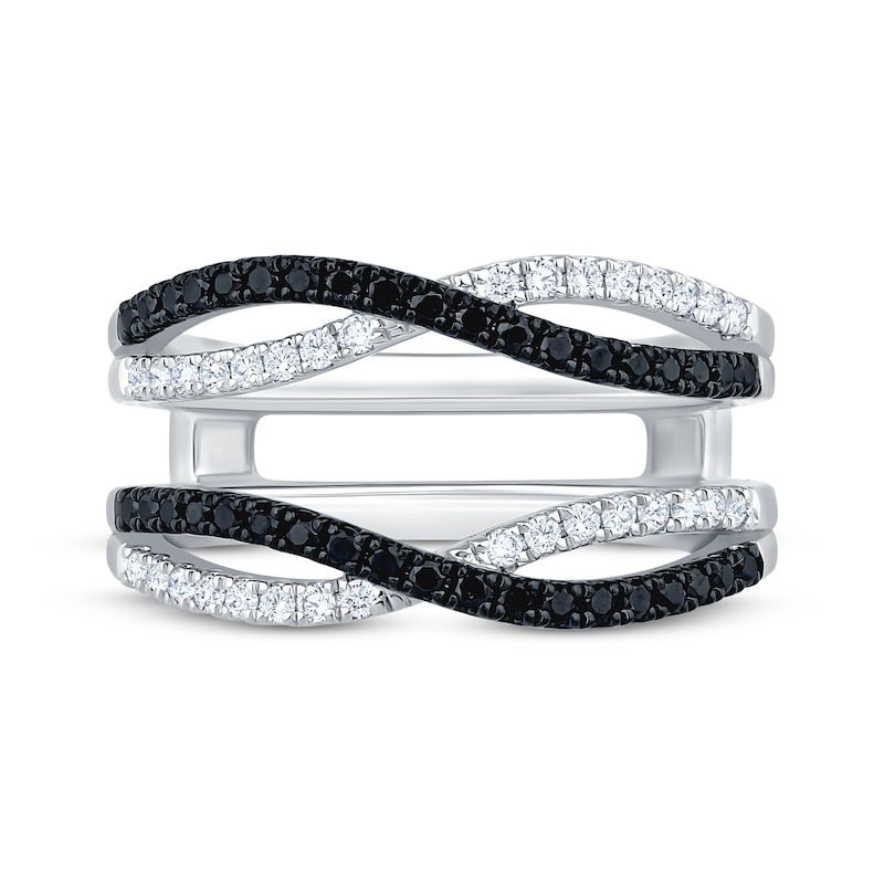 Main Image 3 of Black & White Diamond Crossover Enhancer Ring 1/2 ct tw 14K White Gold