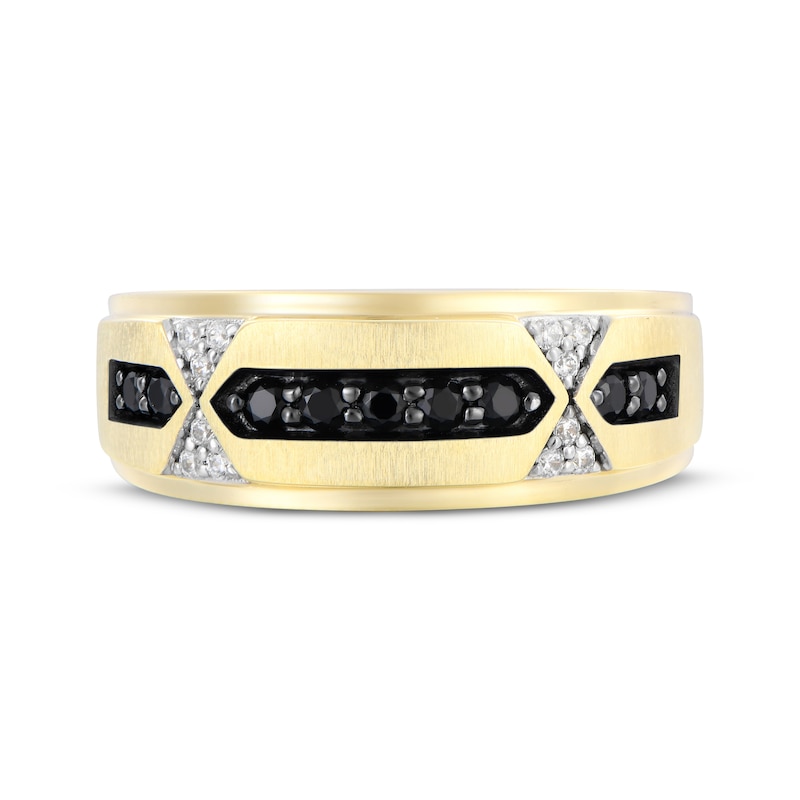 Main Image 4 of Men's Black & White Diamond Wedding Band 3/8 ct tw 10K Yellow Gold