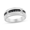 Thumbnail Image 0 of Men's Black & White Diamond Wedding Band 3/8 ct tw 10K White Gold