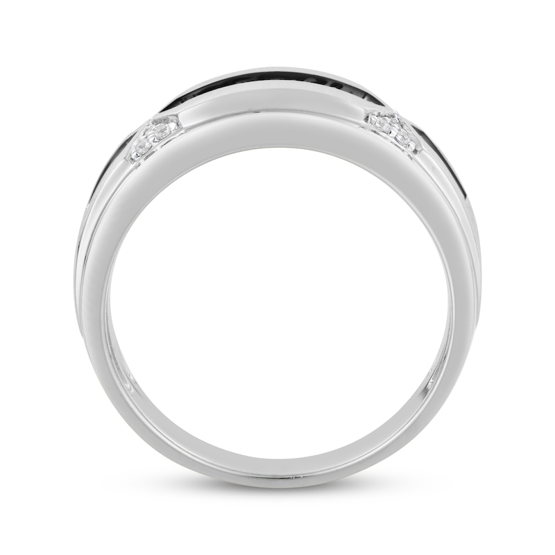 Men's Black & White Diamond Wedding Band 3/8 ct tw 10K White Gold