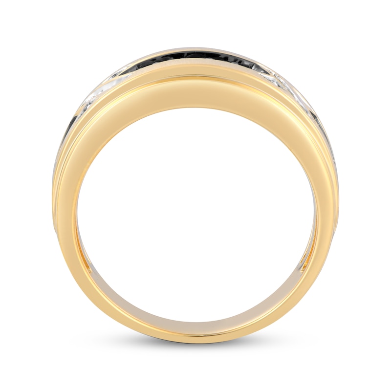 Main Image 3 of Men's Champagne & White Diamond Wedding Band 1/3 ct tw 10K Yellow Gold