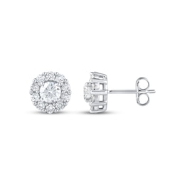 Lab-Grown Diamonds by KAY Halo Stud Earrings 1-1/2 ct tw 10K White Gold