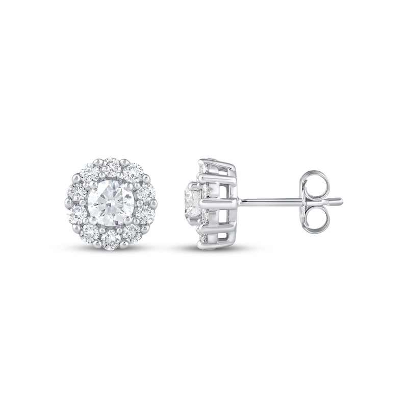 Main Image 1 of Lab-Grown Diamonds by KAY Halo Stud Earrings 1-1/2 ct tw 10K White Gold