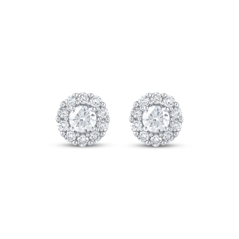 Main Image 2 of Lab-Grown Diamonds by KAY Halo Stud Earrings 1-1/2 ct tw 10K White Gold