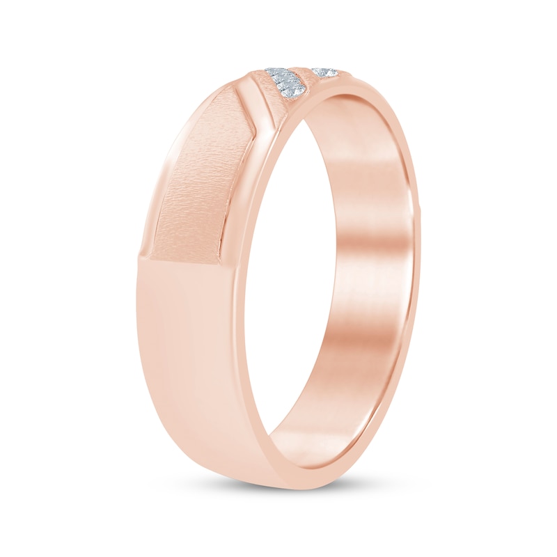 Main Image 2 of Men's Diamond Diagonal Wedding Band 1/10 ct tw 10K Rose Gold