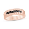 Thumbnail Image 1 of Men's Black Diamond Ribbed Wedding Band 3/4 ct tw 10K Rose Gold