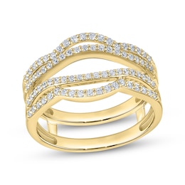 Diamond Curved Split Shank Enhancer Ring 1/2 ct tw 14K Yellow Gold