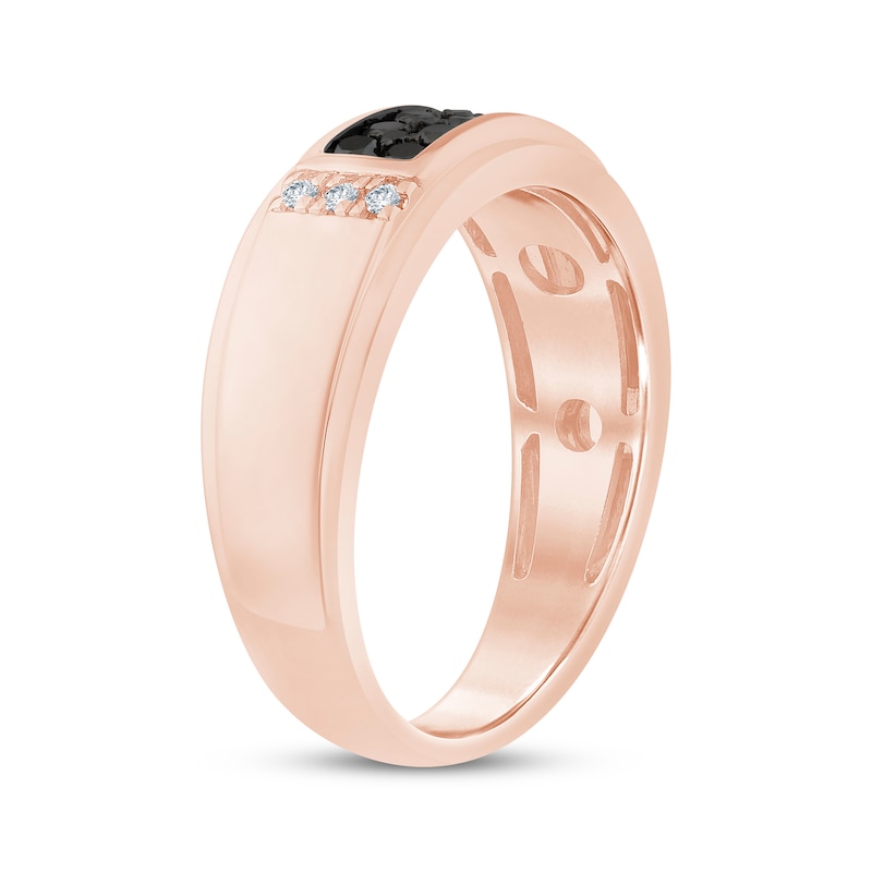 Main Image 2 of Men's Black & White Diamond Wedding Band 1/2 ct tw 10K Rose Gold