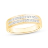 Thumbnail Image 1 of Men's Square-Cut Diamond Two-Row Wedding Band 3/4 ct tw 10K Yellow Gold