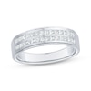 Thumbnail Image 1 of Men's Square-Cut Diamond Two-Row Wedding Band 3/4 ct tw 10K White Gold