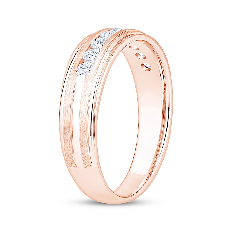 Main Image 2 of Men's Diamond Nine-Stone Wedding Band 1/2 ct tw 10K Rose Gold