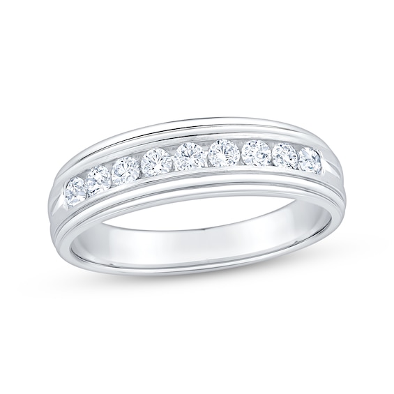 Men's Diamond Nine-Stone Wedding Band 1/2 ct tw 10K White Gold