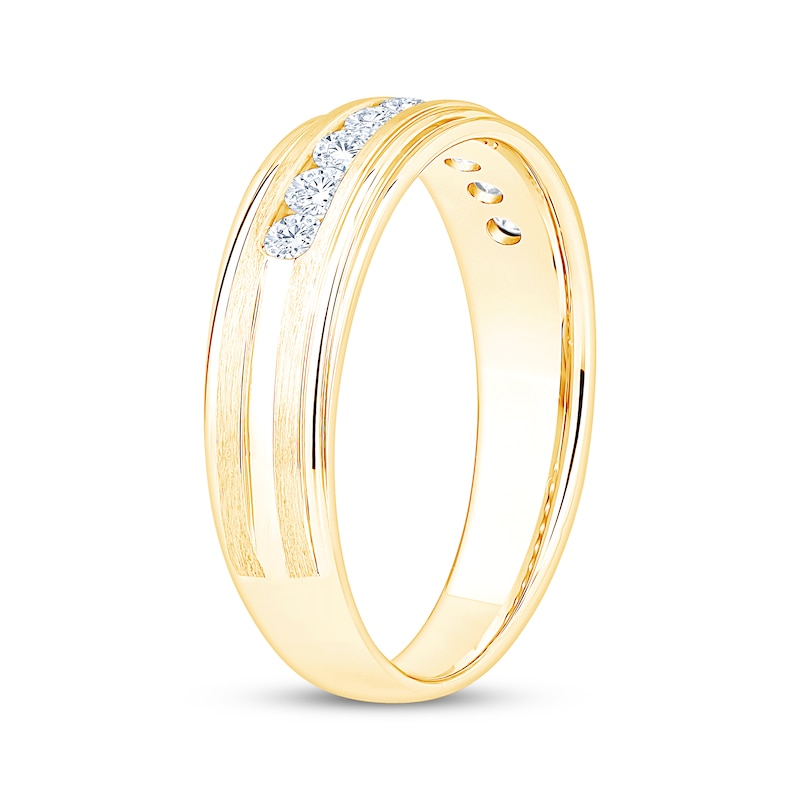 Main Image 2 of Men's Diamond Nine-Stone Wedding Band 1/2 ct tw 10K Yellow Gold