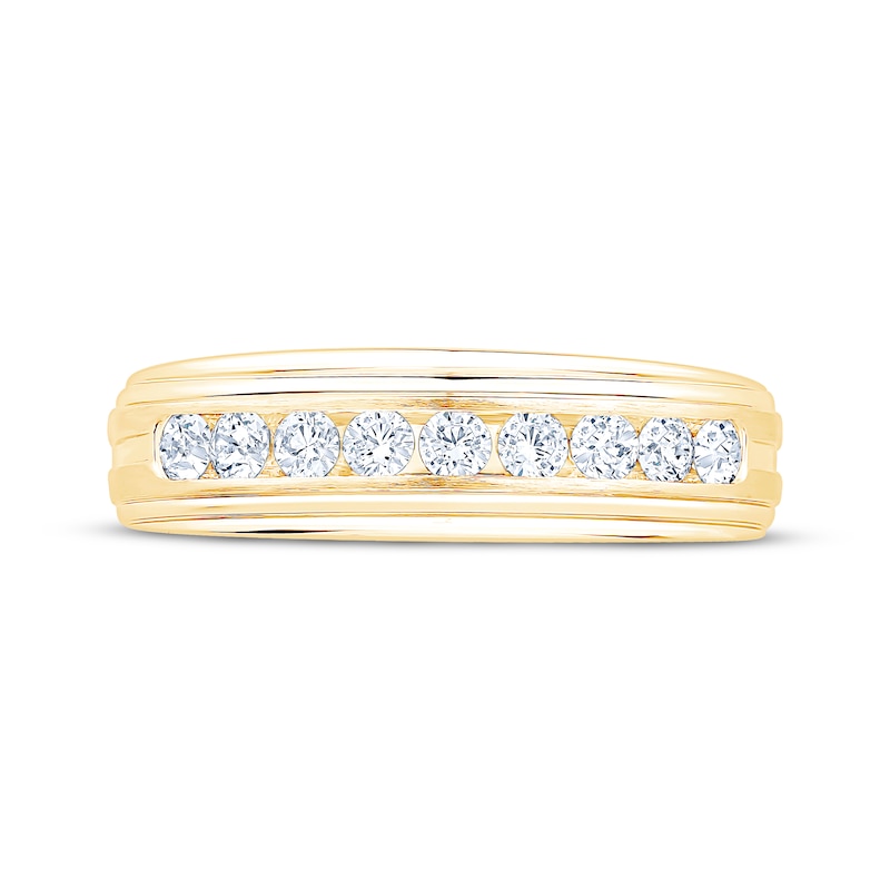 Main Image 3 of Men's Diamond Nine-Stone Wedding Band 1/2 ct tw 10K Yellow Gold