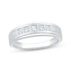 Thumbnail Image 1 of Men's Square-Cut Diamond Five-Stone Wedding Band 1/2 ct tw 10K White Gold