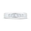 Thumbnail Image 3 of Men's Square-Cut Diamond Five-Stone Wedding Band 1/2 ct tw 10K White Gold