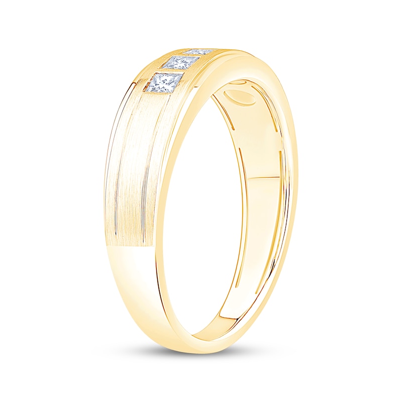 Main Image 2 of Men's Square-Cut Diamond Five-Stone Wedding Band 1/2 ct tw 10K Yellow Gold