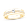 Thumbnail Image 1 of Men's Square & Round-Cut Diamond Wedding Band 1/2 ct tw 10K Yellow Gold