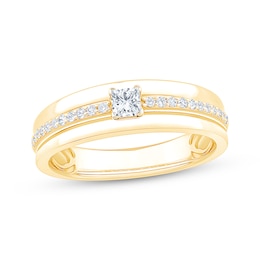 Now + Forever Men's Square & Round-Cut Diamond Wedding Band 1/2 ct tw 10K Yellow Gold