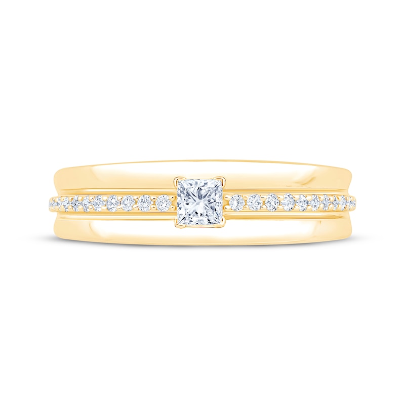 Main Image 3 of Men's Square & Round-Cut Diamond Wedding Band 1/2 ct tw 10K Yellow Gold