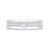 Thumbnail Image 3 of Men's Square & Round-Cut Diamond Wedding Band 1/2 ct tw 10K White Gold